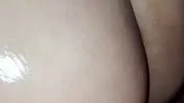 homemade sex with brunette babe in shower, big tits bouncing