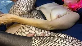 Hot Busty Girl Fucking in Fishnet Stockings