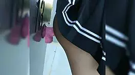 Fucking my dildo outside neighbors house with shoes and stockings