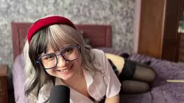 naughty college girl teases in lingerie with a cute fetish twist