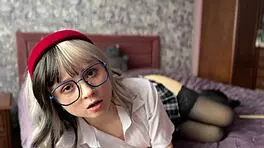 naughty college girl teases in lingerie with a cute fetish twist