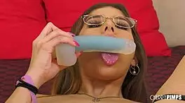 isabel moon, a sexy teen latina in glasses, has a big booty and real tits to masturbate with.