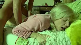 Blonde Teen's Shaved Pussy Getting Fucked