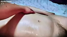 Pov Nicole Gets Her Thick Brazilian Body and Hairy Pussy Greased Up