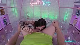 Oh wow, can this college girl in pantyhose handle rough feet play and tiny 18+ pussy penetration?!