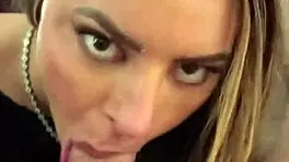 Petite blonde latina with natural tits shakes in pov sloppy blowjob, rimming, ball licking, cum in mouth