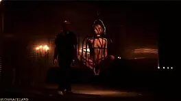 faithful slave follows master in leash to his nest, sucking and submitting