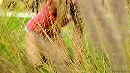 busty housewife and her young gardener girl in garden cunilingus 😊