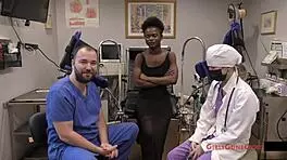 Rina arem undergoes stimulating exam with dildo vibrator on shaved pussy.