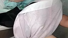 Hey, my virgin friend lets me borrow her huge tits for some bedroom fun over 18