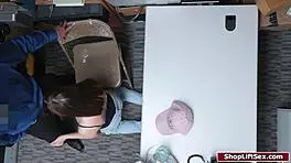 teen shoplifter fucked on officer's desk