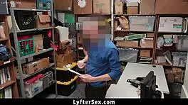 Hey young shoplifter, bend over now and take my hard cock doggystyle in this office until you submit fully!