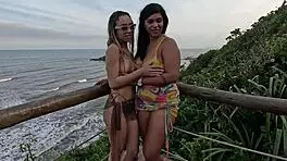 Priscila And Nicoly Engage In Public Beach Orgy With Doggy Style And Cunilingus