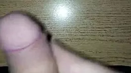Young guy masturbates with big cock until intense cumshot in solo session