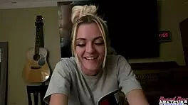 skinny blonde cutie sassy sucks cock then gets pussy pounded hard!