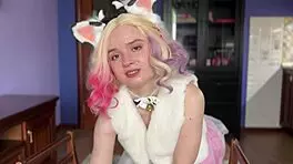 Blonde Cosplay Girl Submits In Stockings For Milk Play