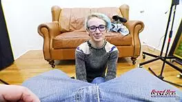 Petite blue haired raven finger fucks twat and sucks juicy big cock