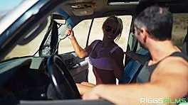 Ripped Blonde Fitness Model Creampied In The Desert