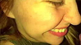 latina sexy sucks big cock in homemade creampie with natural tits.