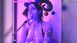 Devil filled with cum passionately gives blowjobs and uses huge dildo!