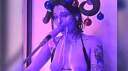 Devil filled with cum passionately gives blowjobs and uses huge dildo!