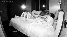 Two Guest Girls in Group Action with Young Males