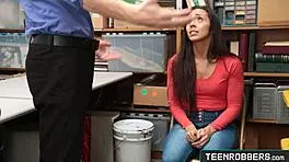 cute shy teen shoplifter lilly hall gets hard doggystyle at work