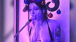 Devil filled with cum passionately gives blowjobs and uses huge dildo!