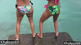 Lesbian Pussy Eating Till Orgasm on Beach