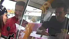 Brazilian Porn Actors Convince Hot Brunette Frentista to Record Oral!