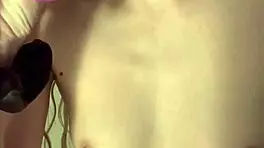 Tiny petite amateur with small tits rides huge dildo thicker than her arm deep in her little pussy, orgasms and leaks cum into used panties.