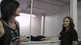 Brunette Lesbian Getting Fucked By Strap On In Hot Threesome Party!