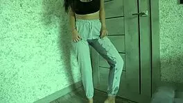 Petite teen experiences desperation pee in homemade video