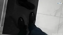 On vacation, this hot blonde tricked me into rough sex with deepthroat blowjob and cowgirl riding in lingerie.