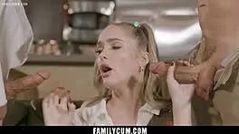 Stepdaughter Takes Daddy And Stepbrother Cocks Professionally