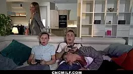 Twin Step Moms Give Blowjobs And Cowgirl Rides To Stepsons