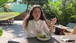 Friend Cums On Face In Cafe For Sperm Food.