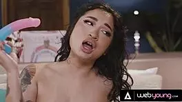 Unsatisfied babes avery black and destiny mira lose virginities with dildos after prom