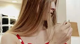 Hot 18 Year Old Mencia Strips Dress and Spreads Tight Shaved Pussy Solo