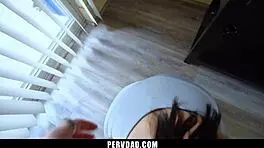 My perverted stepdad shoves his cock in my face