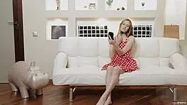 Hot 18 Year Old Mencia Strips Dress and Spreads Tight Shaved Pussy Solo