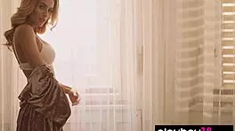 Skinny Blonde Ukrainian Teen Cara Mell Undresses Sexy White Lingerie