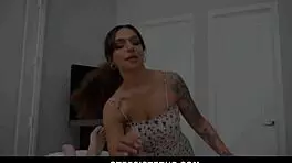 Big tits stepsister has taboo sex with stepbro before big night