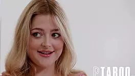 Petite teen amateur Jill Taylor watches Mellanie Monroe and Donny Sins in hardcore POV blowjob action