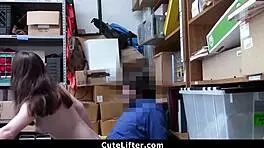 Shoplifter With Braces Gets Fucked In Front Of Boyfriend!