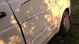 car breakdown old car young girl