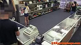 Young Babe with Glasses Rides Cock in Cowgirl for Cash on Hidden Cam