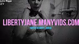 Liberty Jane enjoys solo dildo play with a huge orgasm in POV.