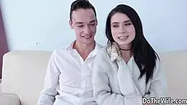 Petite Wife Nicole Black Gets Assfucked And Blowjob While Old Cuckold Husband Watches Tits