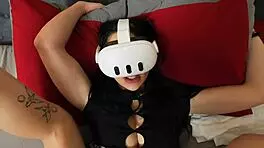 My hot neighbor slides my cock in while watching VR porn - Delilah Dagger